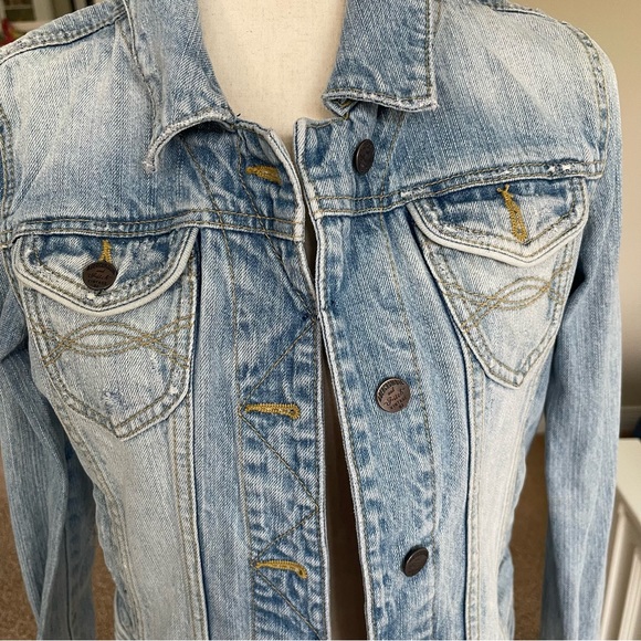 Abercrombie & Fitch Blue Distressed Jean Jacket size L - Picture 7 of 11